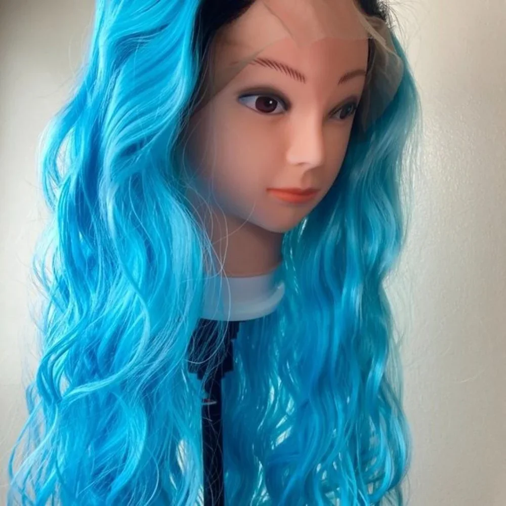 Long Ombre Blue Wig Lace front Wig